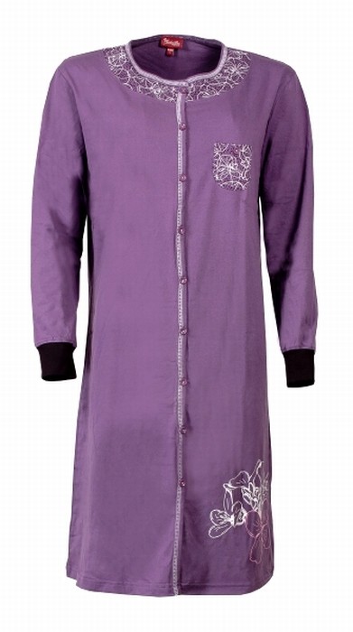 Beperken ontwerper Draak Dames :: Nachthemden :: Medaillon dames nachthemd lange mouw 'Montana  Grape' effen